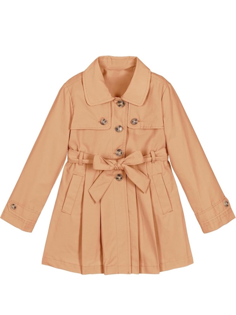 Girls Peach Trench Coat with Tie Belt size 7 - like new